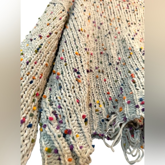 POL Multicolor Speckled Knit Sweater Distressed Collar Cuffs Artsy Hem Size L - Picture 4 of 9